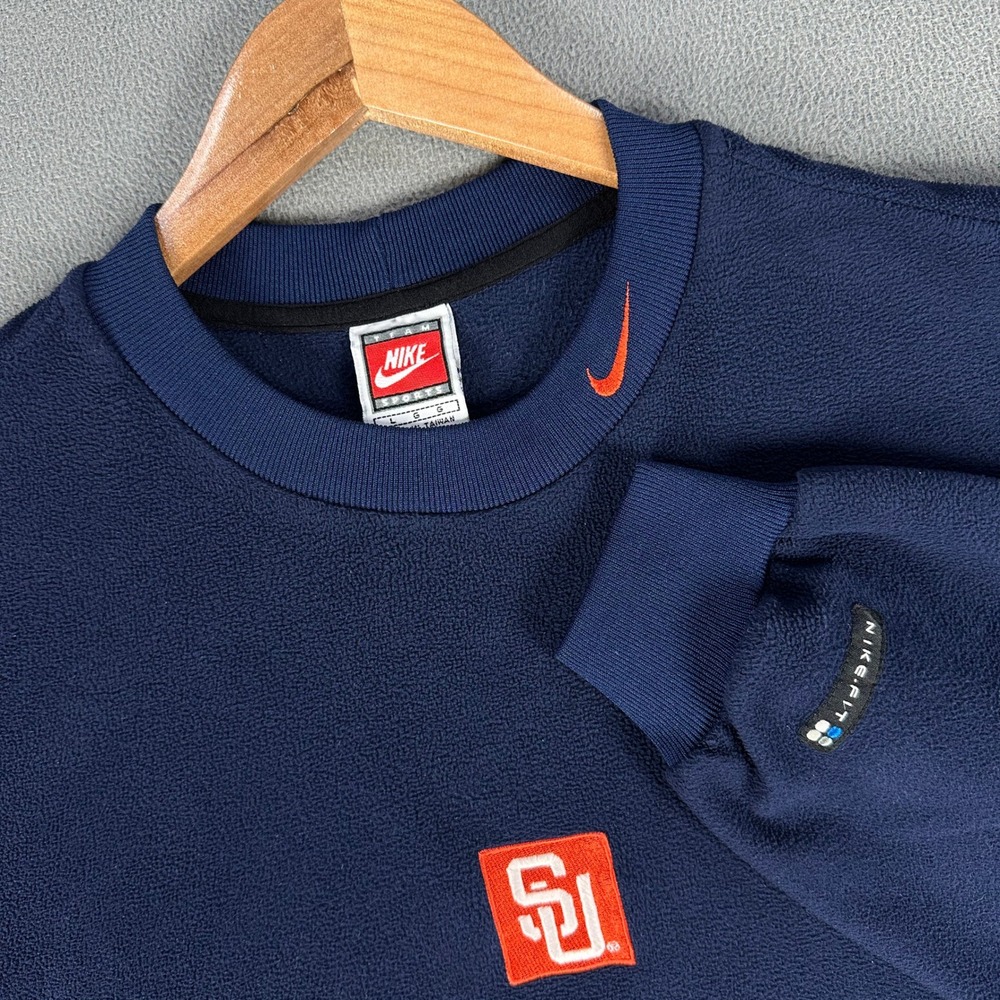 Syracuse Nike Sweatshirt Mens Large Blue Fleece Nike Fit Logo Collar Vintage Y2K